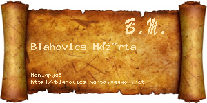 Blahovics Márta névjegykártya